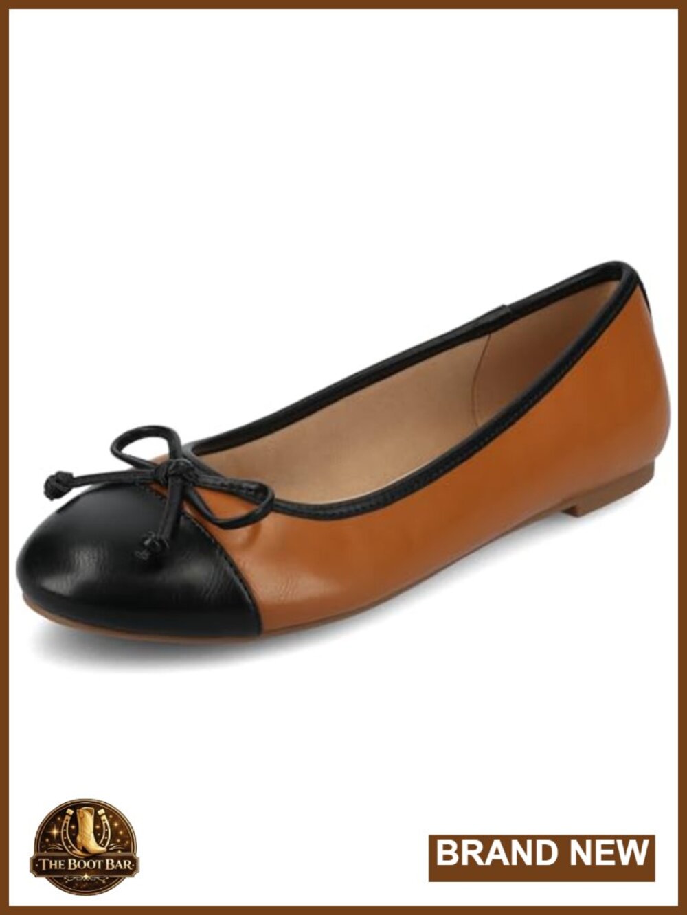 Womens Faux Leather Ballet Flats with Bow